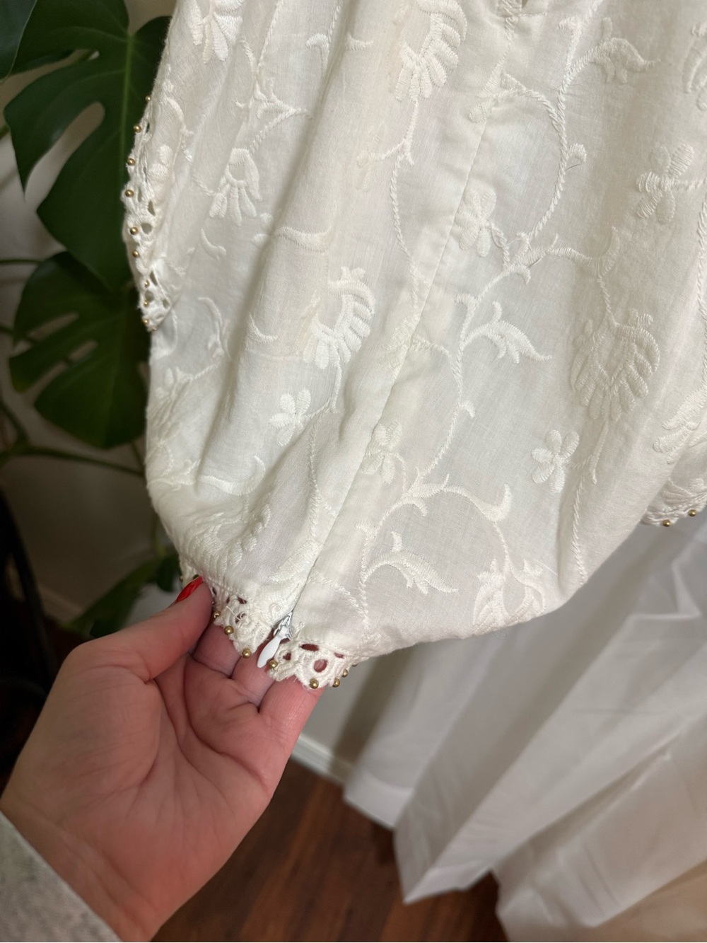 Zara White Embroidered Eyelet Ruffle Sleeve Top - Picture 4 of 5